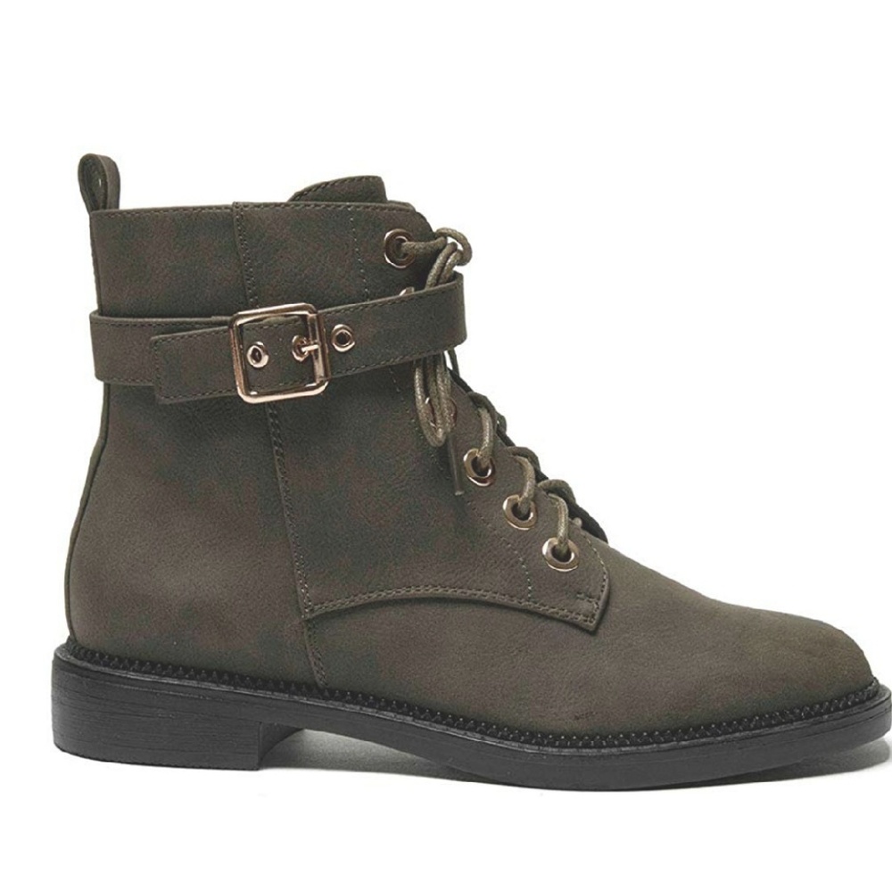 NWT Olive Military Combat Booties Fall - Picture 2 of 6